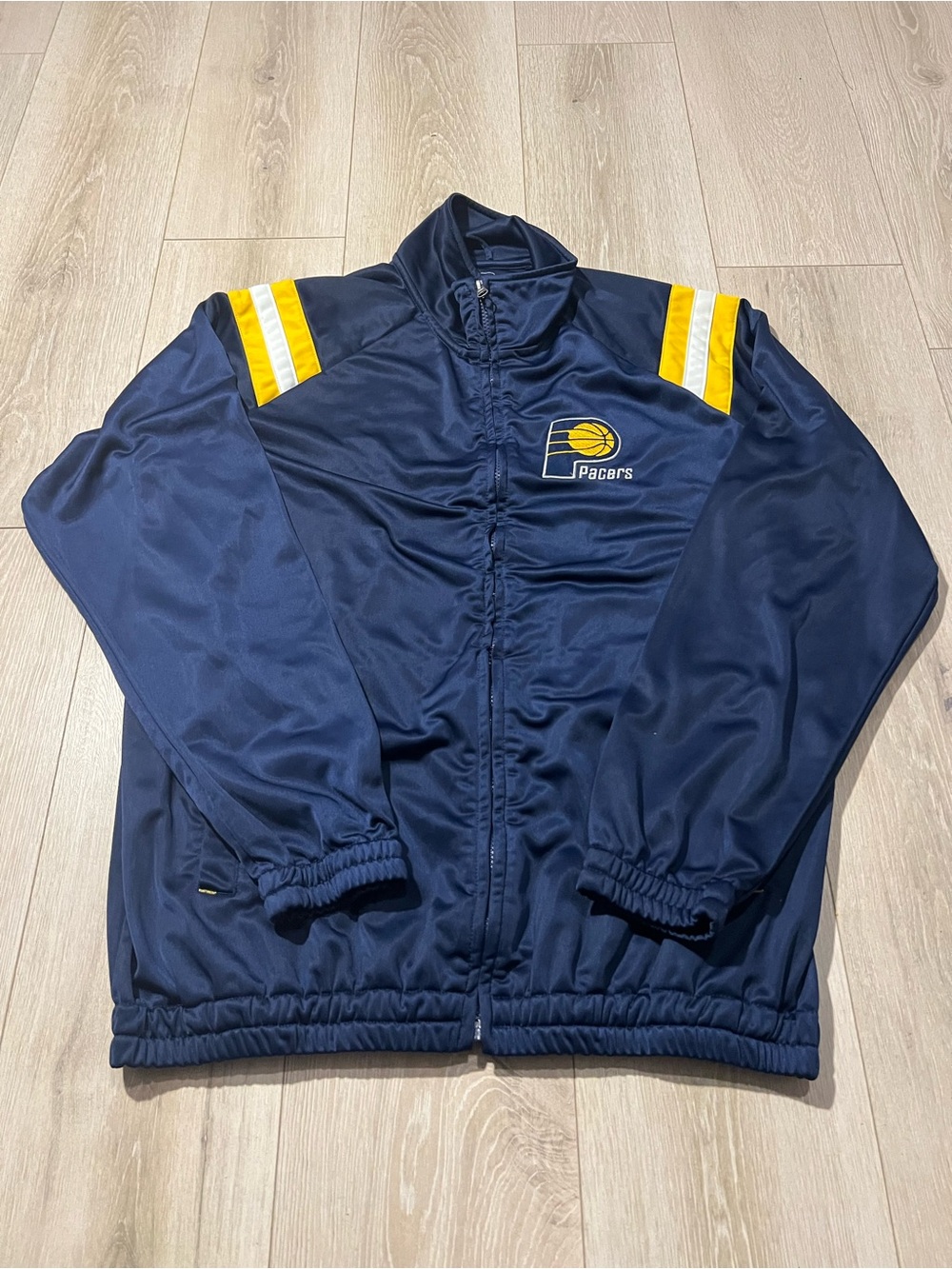 NBA Navy Windbreaker with Yellow Shoulder Stripes